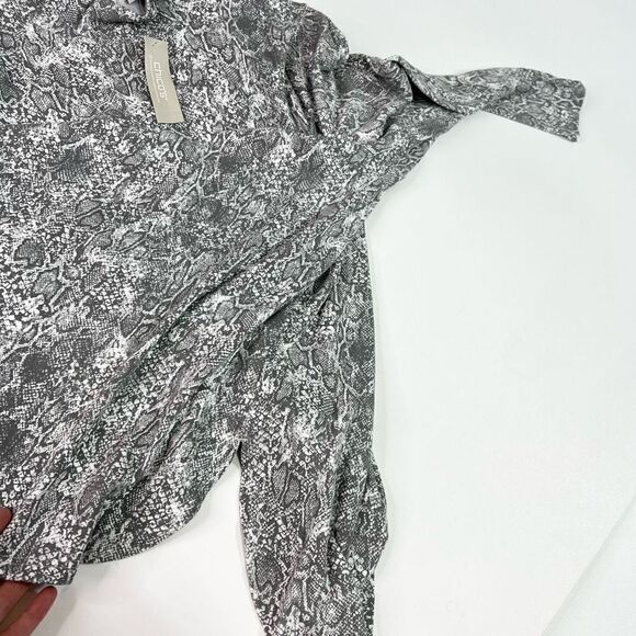 Chico's Tunic Top Women's 4X Slate Gray Snake Long Sleeve Mock Neck Back Zip NWT - Picture 7 of 12